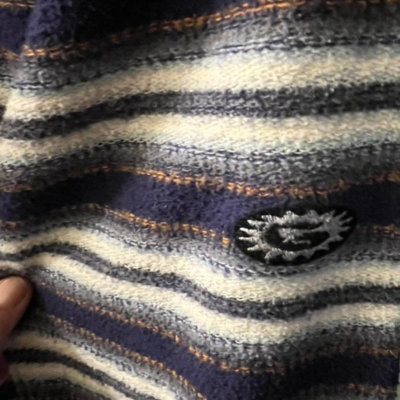Men's Striped Pull Over Sweater - Navy and Cream - Picture 2 of 5